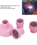 Pro Grade Ceramic Welding Cup Kit 12 14 16 24 Sizes With 2.4mm Center Hole Inner Dia For WP9 Welding Equipment showing pink ceramic cups