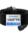 Heavy Duty Waterproof Extension Cord With A Badass 100 Ft Black Flat Cable And Standard Two Prong Plugs for outdoor use.