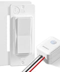 Wireless Light Switch And Receiver Kit With Decorator Rocker Wall Switch, 15 Amp, 100 Ft RF Range, No Wiring No WiFi Needed, Remote Control For Lighting, Neutral Wire Required Upgrade Antenna Model, white switch and receiver