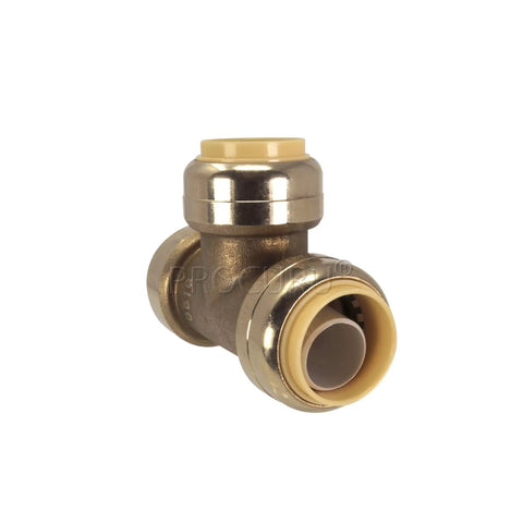 10 Pack One Half Inch Push Fit Tee Brass Plumbing Fittings For Copper PEX CPVC PE-RT Pipe No Tools Quick Connect