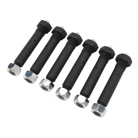 Greaseable Spring Shackle Bolts Set Heavy Duty 9 16 By 3 Inch M11x1.25 With Knurled Shoulder Lock Nuts 6 Pcs For Trailer Axles 2000 To 7000 And Suspension Repair, black bolts with nuts