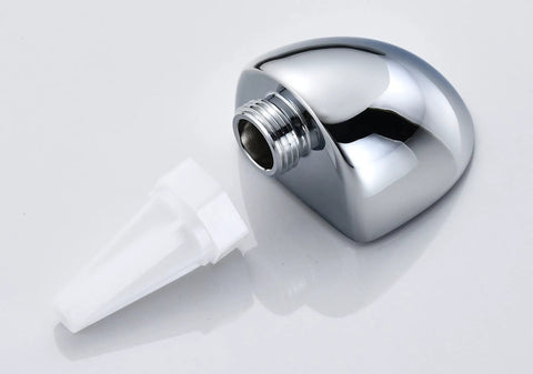 Sturdy Chrome Wall Mount Elbow for Handheld Shower System, 90 Degree Supply Fitting, Durable Metal Construction, One Half Inch Inlet to Outlet