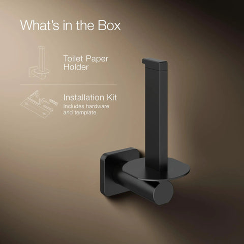 Parallel Vertical Toilet Paper Holder For Easy Access And Clean Lines with installation kit, matte black finish