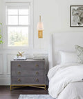 Modern Brass Plug In Wall Sconces Set Of Two With Fabric Shade And Pull Chain Switch Perfect For Bedroom Living Room Hallway Decor