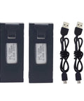 2 Pack 3.7V 1800mAh LiPo Battery With USB Charging Cable For E88 E88PRO E88MAX E525 E99 E99PRO P1 P5PRO K3 S1 P8 Drones