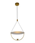 16 Inch Integrated LED Pendant Lighting Fixture In Antique Brass With Adjustable Cable Height For Sloped Ceilings Dimmable