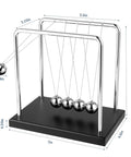 Large Newtons Cradle Pendulum Desk Toy With 5 Beads Perpetual Motion Balance Balls Black Wooden Base For Office Decor Calming Mind Focus