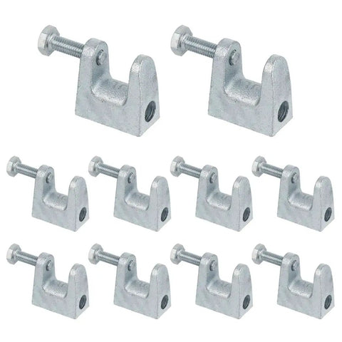 Heavy Duty C Shape Beam Clamps Pack 0.78 Inch Jaw 25/32 Inch Opening Zinc Plated Carbon Steel With Locknuts, 10 clamps