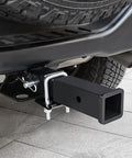 Built Tough Stainless Steel Trailer Hitch Pin Straight Up Easy Secure Fit Bent Receiver Lock installed on vehicle hitch.