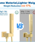 Two Settings Handheld Shower Head Sprayer With Beast Mode High Pressure Water Saving Spray 59 Inch Flexible Hose Square 2 In 1 Solid Brass Adjustable Shower Wand Replacement Kit In Brushed Gold Easy Install showing weight comparison