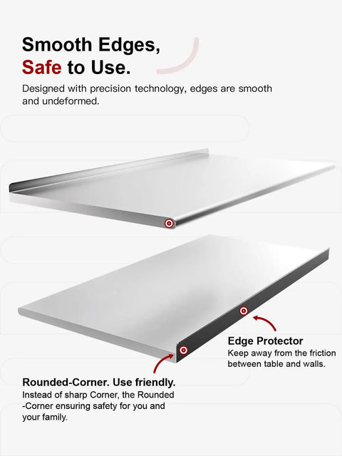 All Stainless Steel Prep Table 24 By 48 Inch With Rounded Corner Backsplash Adjustable Undershelf Heavy Duty Built To Last And Corrosion Resistant For Outdoor Kitchens Restaurants Hotels Workshops Garages And Gardens, featuring smooth edges and edge protector design.