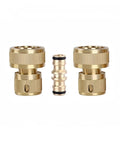 Heavy Duty 3/4 Inch Brass Hose Quick Connect Set With Universal Garden Connector Kit And One Repair Fitting For No More Leaky Hoses And Easy Diy Water Line Fixes On Your Backyard Setup, brass fittings