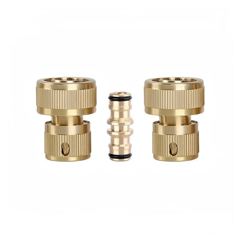 Heavy Duty 3/4 Inch Brass Hose Quick Connect Set With Universal Garden Connector Kit And One Repair Fitting For No More Leaky Hoses And Easy Diy Water Line Fixes On Your Backyard Setup, brass fittings