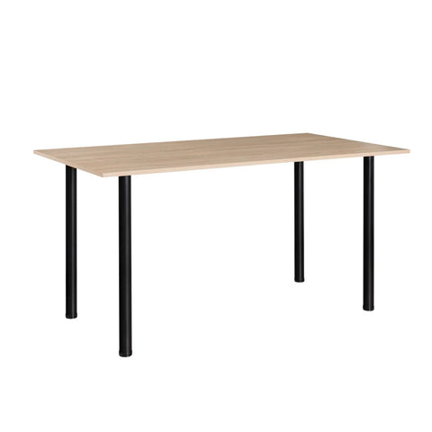 30 Inch Adjustable Metal Desk Legs Set Of 4 with black round furniture legs on a wooden tabletop, ideal for DIY tables.