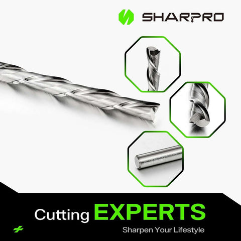 Router bit, SharpPro, 1/4 in shank, spiral downcut carbide endmill for wood inlay