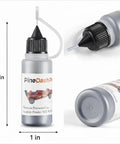 Graphite Powder Lubricant 0.5 Oz For Pinewood Derby Cars And Wheels Axles, dry lube bottle with measurements, front and side view