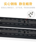 Silent 3-Section Ball Bearing Drawer Slides Set Cold Rolled Steel Track, close-up showing ball bearings and black steel