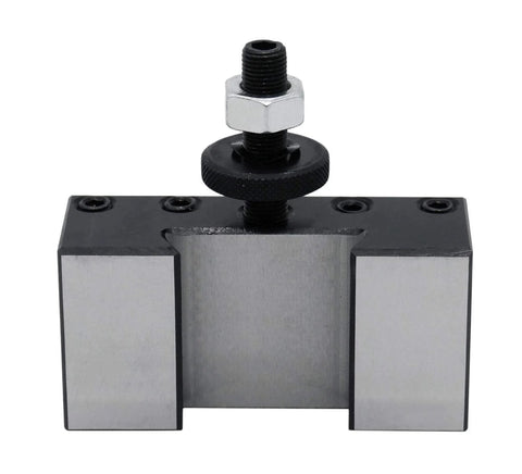 Accusize BXA turning and facing tool holder, fits 5/8 in tooling, front view with black adjustment knob