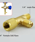 Two Pack Quick Coupler Access Tee Valve Adapters One Quarter Inch SAE Brass With Built In Valve Core And Swivel Connector