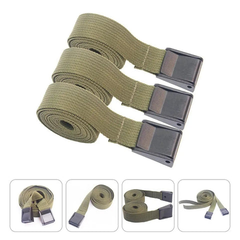 3 Pack Military Green Cargo Tie Down Straps 25mm By 3m With Quick Release Buckle Heavy Duty Lashing Belts for camping and luggage securing