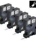 Tough As Nails Heat Shrink Tube Labels For Wires And Cables Quarter Inch with strong adhesive, black on white layout, four rolls.