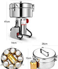 Pro Grade Home Grain Grinder And Powder Mill For Coffee Beans Herbs And Cereals 220V dimensions and parts view