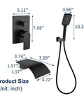 Matte Black Tub Faucet Set With Handheld Sprayer And Wall Mount Tub Filler Rough In Valve Trim Kit Half Inch NPT Easy Install