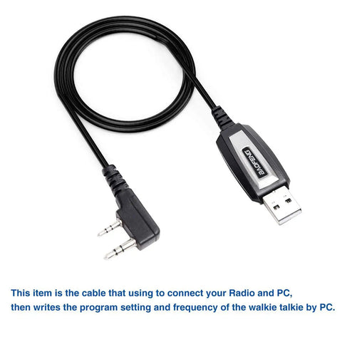 USB Ham Radio Programming Cable With CH340 Chip For UV5R BFF8HP showing USB and audio connectors