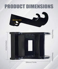 No Fuss Quick Connect Excavator Bucket Coupler Bracket dimensions with durable steel lug mount and black wear-resistant coating