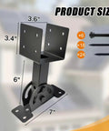 Beefy Heavy Duty Roof Riser Brackets Kit Three Piece, Adjustable Angle Pergola Brackets Black Powder Coated, size details