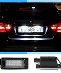 1 Pair Car LED License Plate Light Plug N Play Kit showcased on vehicle rear, highlighting super bright rear tag lamp assembly and components