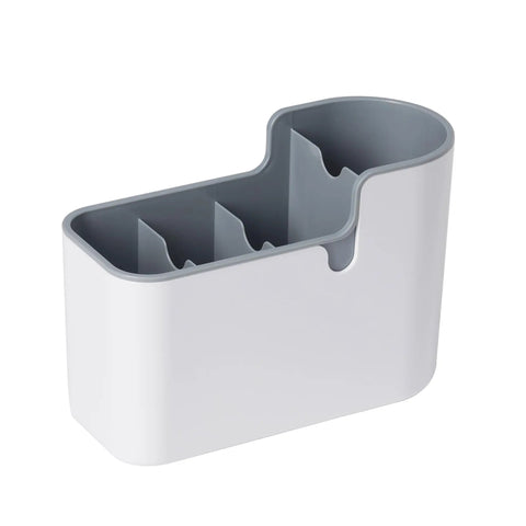 Sleek Countertop And Wall Mount Utensil Holder With Divided Compartments For Forks Knives Cutlery Compact Space Saving Desktop Caddy Tough Abs Construction Slap It Up And Keep Things Clean White Grey