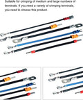 Top Shelf Electric Crimping Pliers With Integrated Wire Stripper And Cutter 90 Watt Terminal Press Tool For Recycling Copper Cable No Fuss Garage Workhorse showing various crimping terminals.