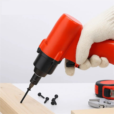Kick Ass Heavy Duty Pneumatic Impact Wrench cranking a screw into wood, showcasing lightweight design and ergonomic grip.