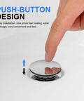 Copper Rotary Bath Tub Stopper with Press Seal for Bathtubs, close-up of push-button design for easy drainage.