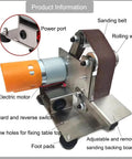 Rugged Little Bench Grinder And Belt Sander With Adjustable Speed Badass 13 Inch Tool showing electric motor, sanding belt, and components.