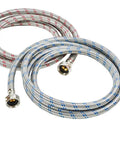 Eight Foot Braided Stainless Steel Washing Machine Hoses, Burst Proof Up To 1500 Psi, Two Pack, Color Coded Hot And Cold Lines