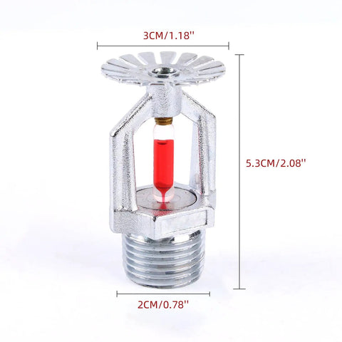 Six Pack Copper Chrome Pendent Fire Sprinklers With Half Npt Threading And Fast Response Glass Bulbs For Top Tier Home Shop Suppression Kit That Goes Hard On Code Compliance For Hella Peace Of Mind During Emergencies At 155 Degree Limit, close-up view of sprinkler head with red glass bulb.