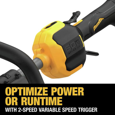 Universal Attachment Cordless String Trimmer With Adjustable 15 To 17 Inch Swath and dual speed trigger in yellow and black