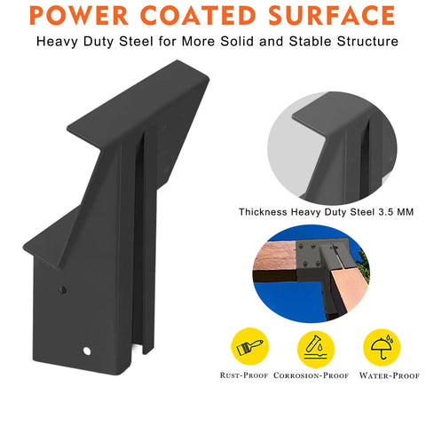 Heavy Duty Swing Set Brackets 10 Inch Bolt Thru Construction Kit For 4x4 Posts And 4x6 Beams With 3mm Steel Thickness Wood End Brackets To Keep Kids Safe In The Backyard Black 2 Pack