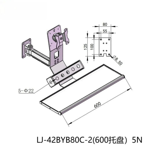 Heavy Duty Monitor Mount For Pc Displays Wall Or Desk Bracket Sleek Tilt Arm diagram with dimensions for office use.