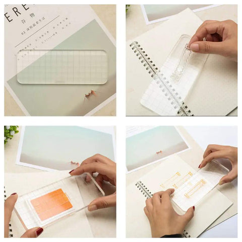 12 Piece Clear Acrylic Stamp Block Set With Assorted Sizes For Scrapbooking And Card Making, Transparent Mounting Blocks With Grid Lines For Precise Alignment, Must Have For Crafts Stamping Projects And DIY Cards.