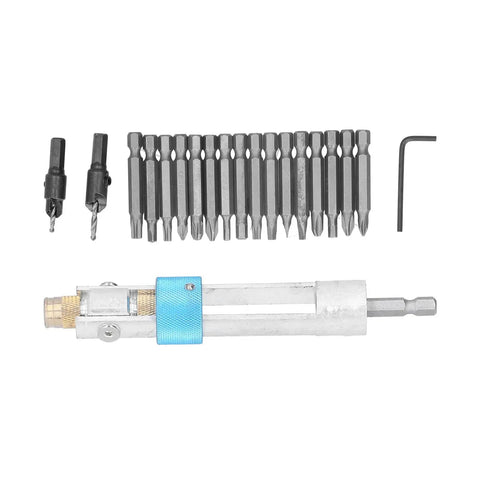20 Piece Multi Use Fastener Tool Kit Set With Anti Rust Metal Bits In Portable Plastic Case displayed on white background