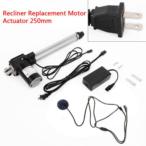 Beefed Up 24V DC Recliner Actuator Replacement With 250mm Stroke For Power Lift Chair And Electric Sofa, cables and power adapter