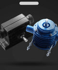 Mini Self Priming Hand Drill Water Transfer Pump Constructed From Tough As Nails Engineering Plastic showing black and blue components.