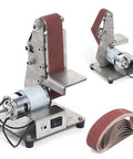 Hella Smooth Dual Bearing Mini Bench Belt Sander Including Ten Premium Sanding Belts For Polishing Grinding And Workshop Professional Tool Sharpening At Variable Speeds, compact design with motor and sanding belt.