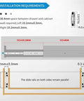 Installation diagram for Built Tough Heavy Duty Drawer Slides 500 Lbs Capacity Ball Bearing Full Extension Three Fold Guide Rail.