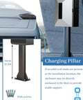 All Weather EV Charger Enclosure With Secure Keypad Lock For Tesla And Most Electric Vehicles mounted on a sturdy charging pillar.