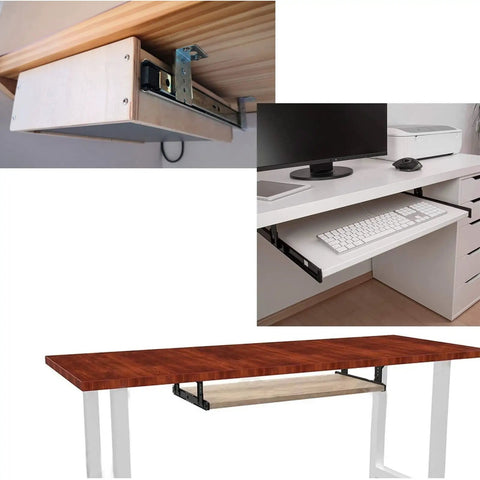 Heavy Duty Metal Ball Bearing Drawer Slides With Whisper Quiet Operation For Keyboard Trays And Cabinet Drawers, 1 Pair For Under Desk Keyboard Shelf, Perfect For Your Home Office Setup And Pro Grade DIY Projects. Under-desk metal keyboard tray slides