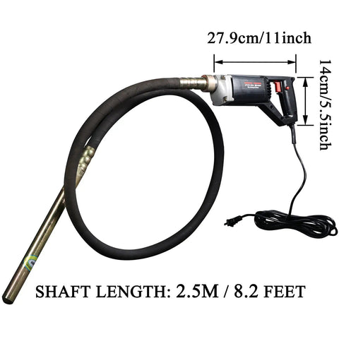 Handheld Power Concrete Vibrator 950W 13000 RPM with two and a half meter shaft electric vibrating tool with lock on button